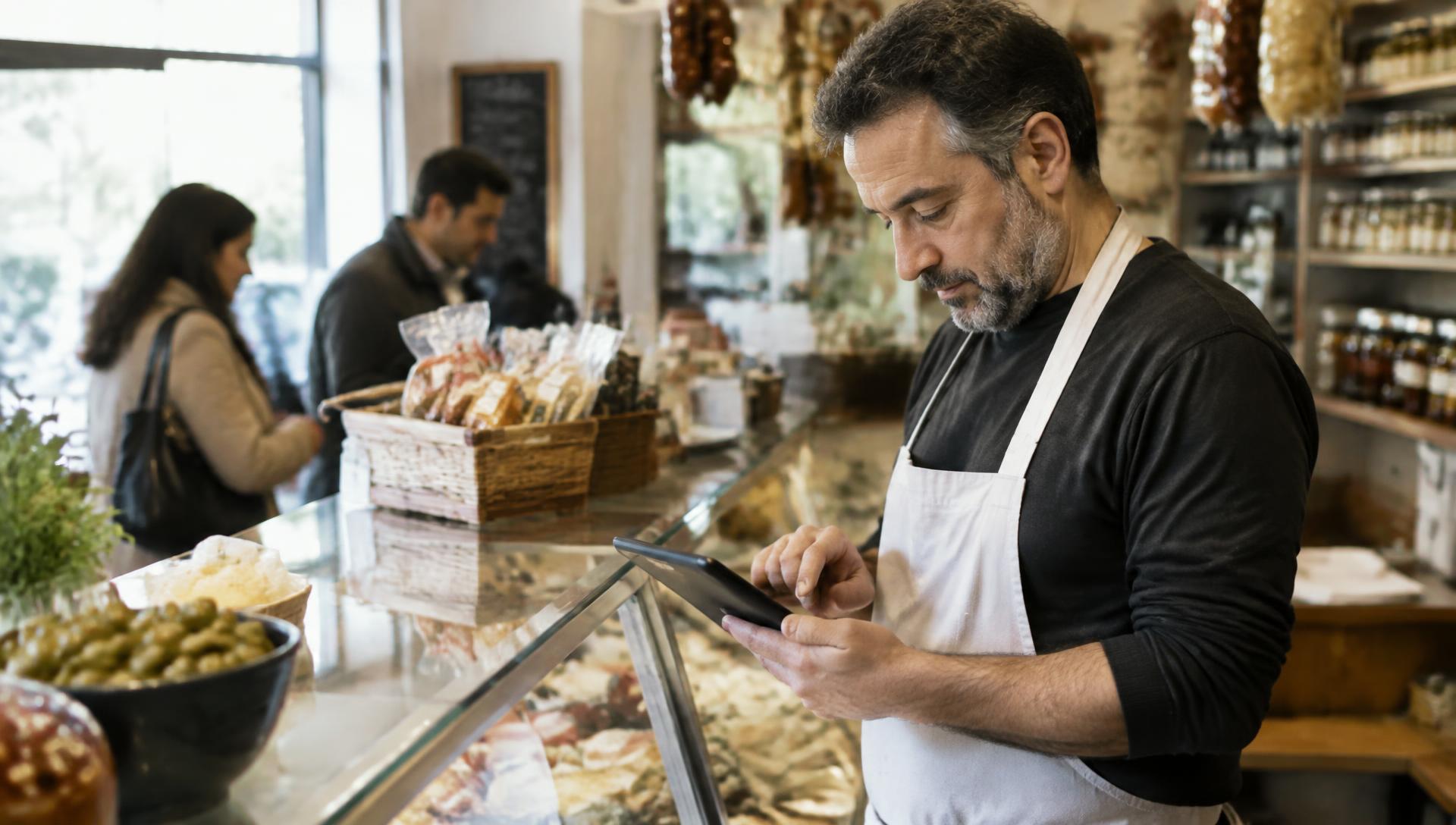 Small business owner completing application form