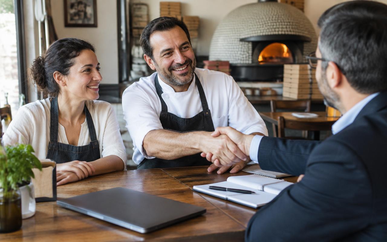 Small-business owners reviewing their options
